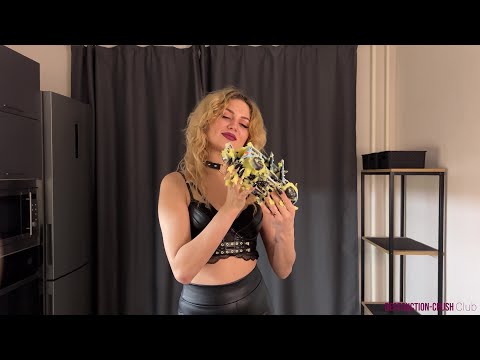 Julia destroys toy car in heels